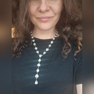 Dazzling Silver Necklace with Crystal Drops